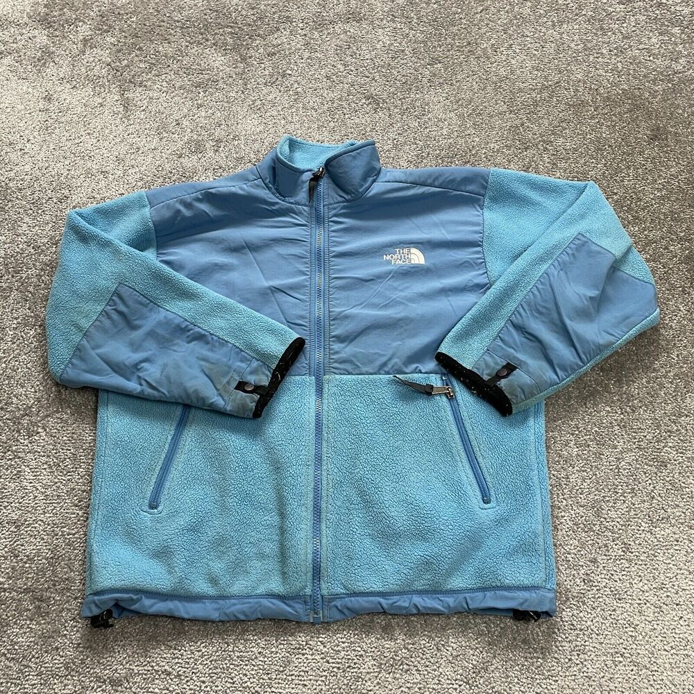 The North Face Polartec Jacket Junior Large Light Blue Full Zip High Neck Fleece
